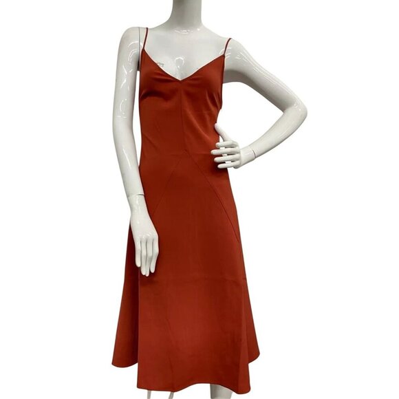 NWT Thakoon Burnt Orange A-Line Spaghetti Strap Slip Dress Size 8 - Picture 3 of 10